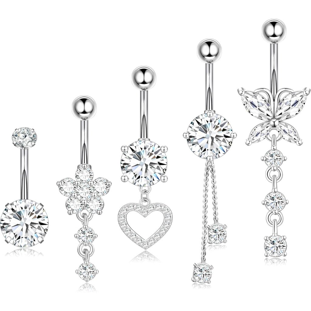 Surgical Stainless Steel Dangle Belly Button Rings For Women Belly Ring Dangling
